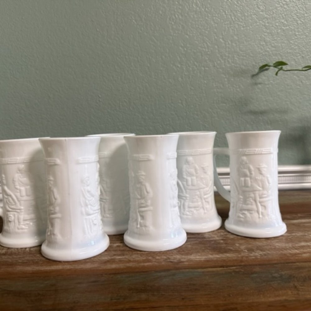 Vintage Federal Glass Company Milk Steins (white) set of 6